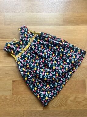 Baby Boden Navy Floral Sundress with Yellow Trim